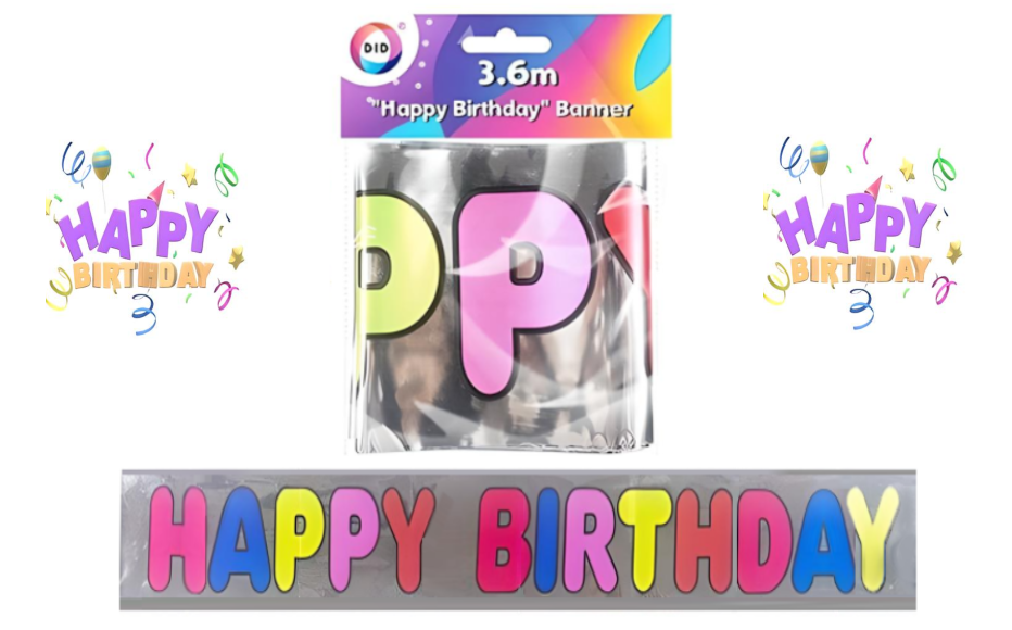 Happy Birthday Balloon Banner - 360cm x 12.5