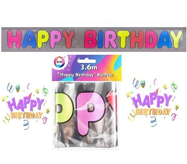 Happy Birthday Balloon Banner - 360cm x 12.5