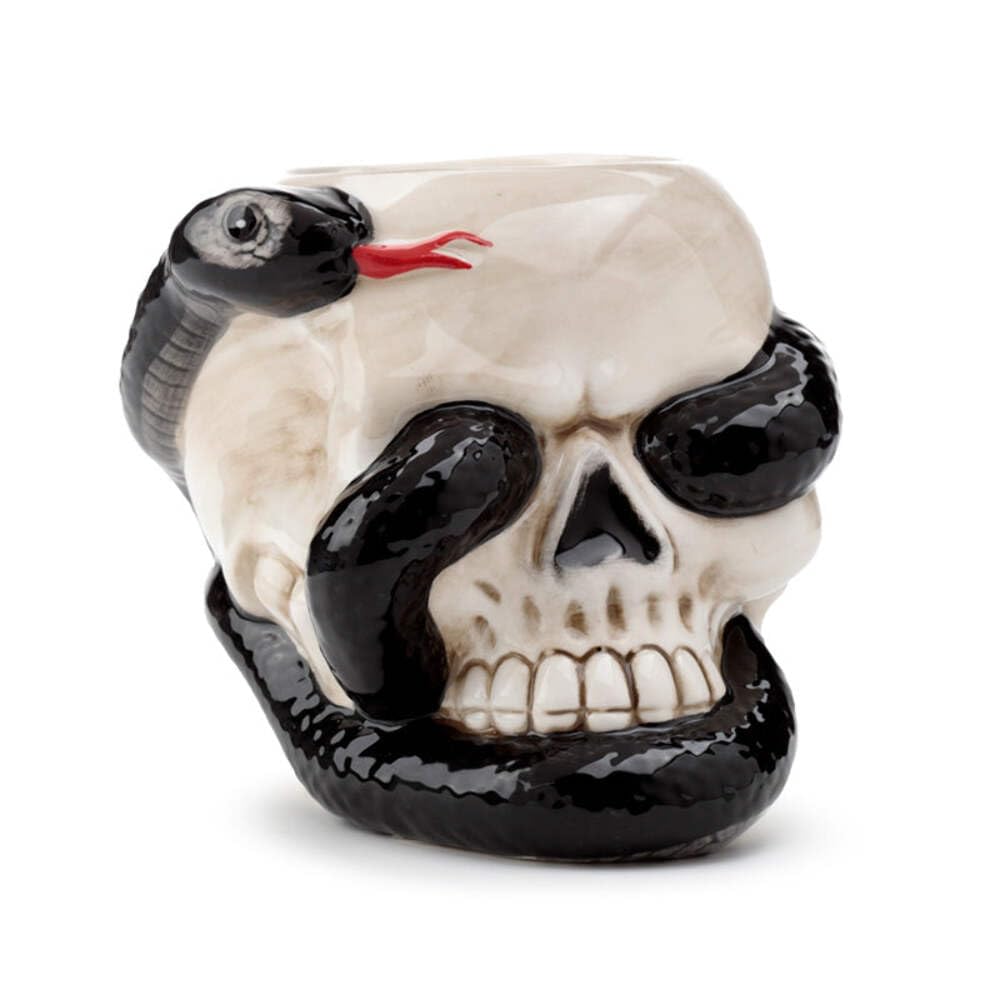 Puckator Skull With Coiled Snake Shaped Ceramic Oil Burner Wax Melt Burners Warmer Boho Bedroom Decor Diffuser Scent Tea Light Burner Holder House Warming Gift Aromatherapy Set