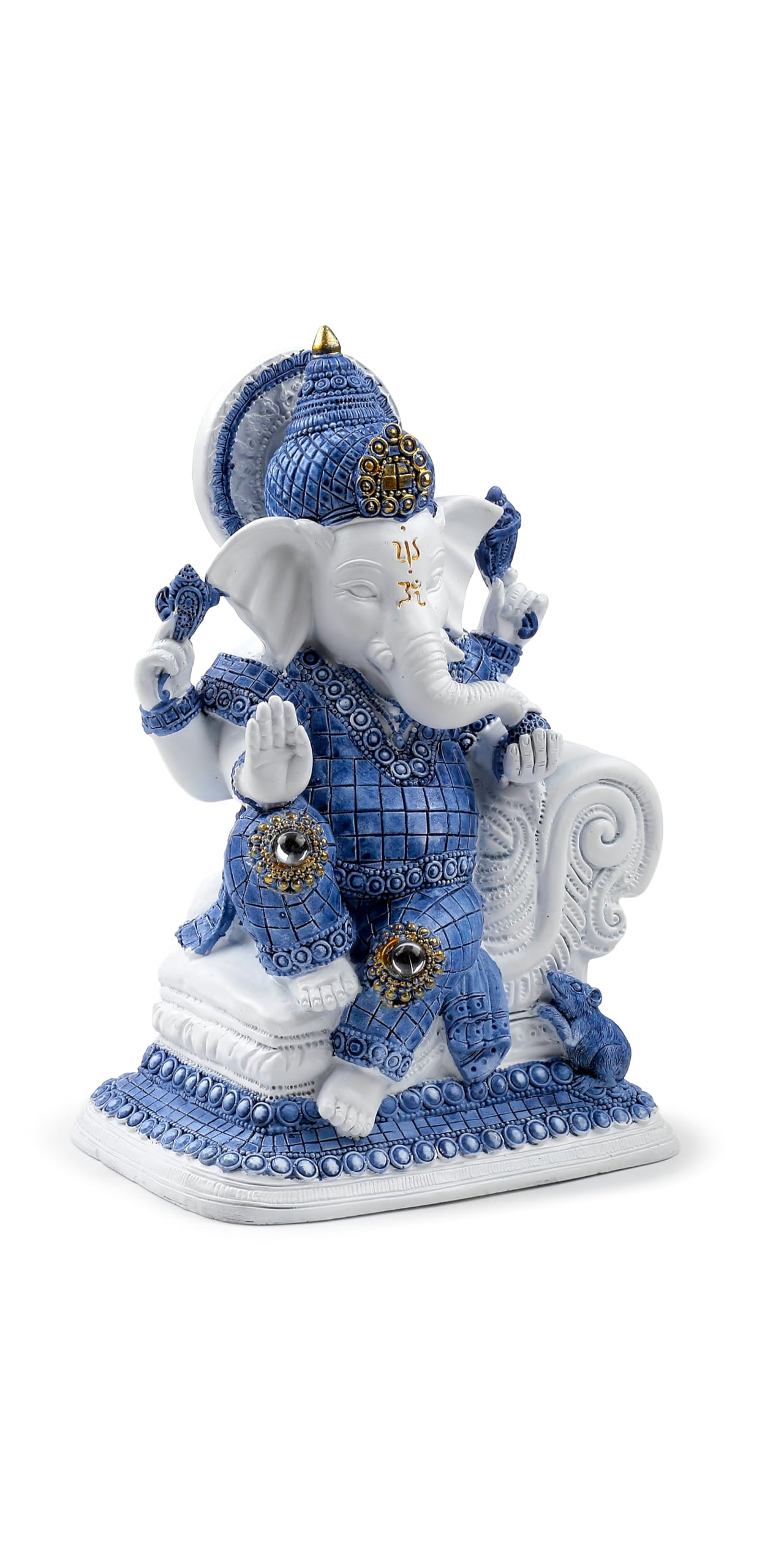 Puckator White Blue Ganesh Meditation Ganesh Ganesha Idol Statue Statues For Home Decor Ganapati Ganpati Indian Decoration Decorations Home Hindu Gift Gifts Items For Women