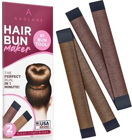 Hair So Hair Bun Roller Button Clip - Brown - 24cm x 4cm