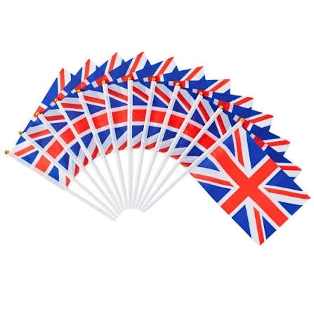 Union Jack Pack of 12 Hand Flag 21cm x 14cm