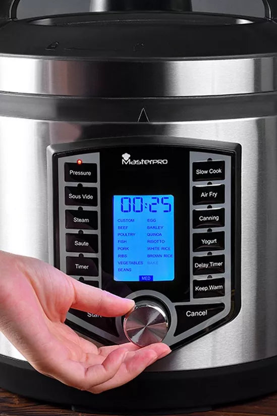 MasterPro Stainless Steel 12-in-1 Multi-Cooker Air Fryer 1500W 6 Litre Black