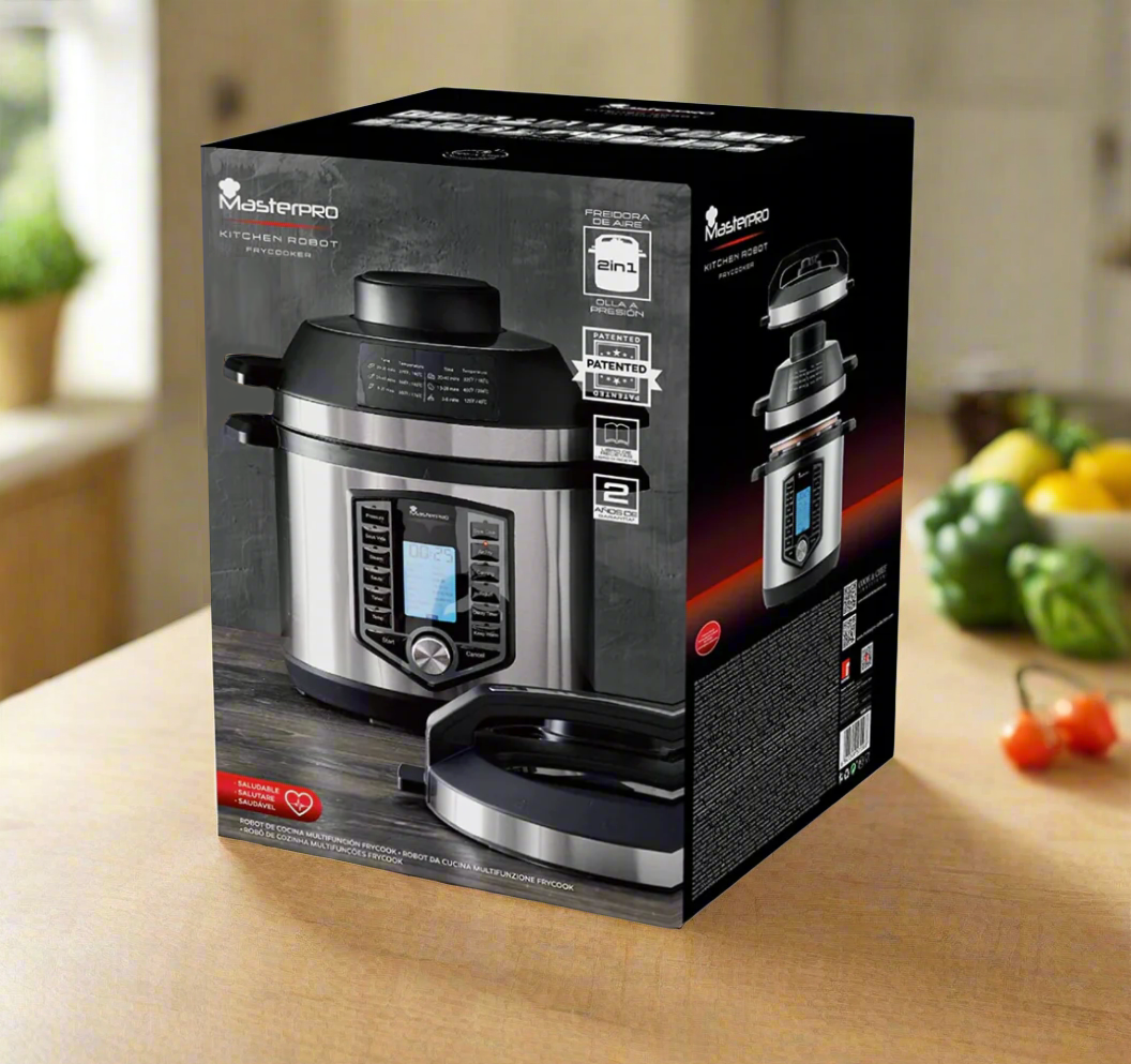 MasterPro Kitchen 2 in 1 Air Fryer & Pressure Cooker, 12 Function with Delivery & Recipe Book!
