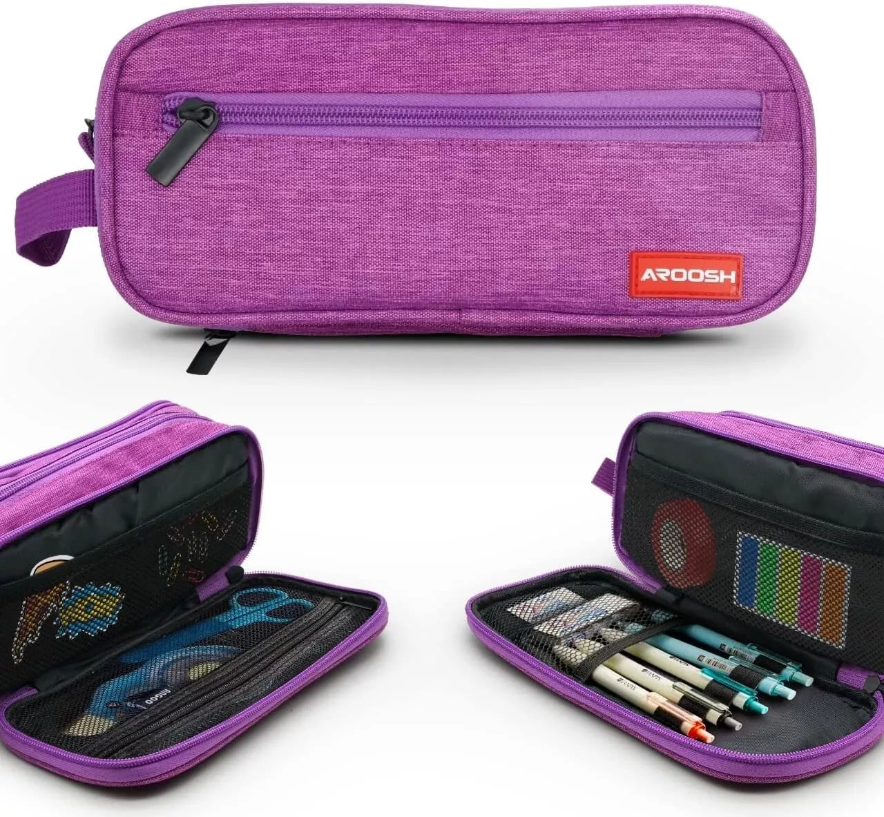Aroosh Triple Pocket Zipped Pencil Case