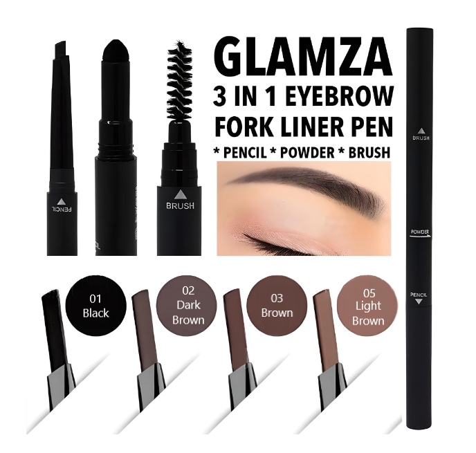 3 In 1 Smooth Stereo Eyebrow Pen - Brush, Powder & Pen