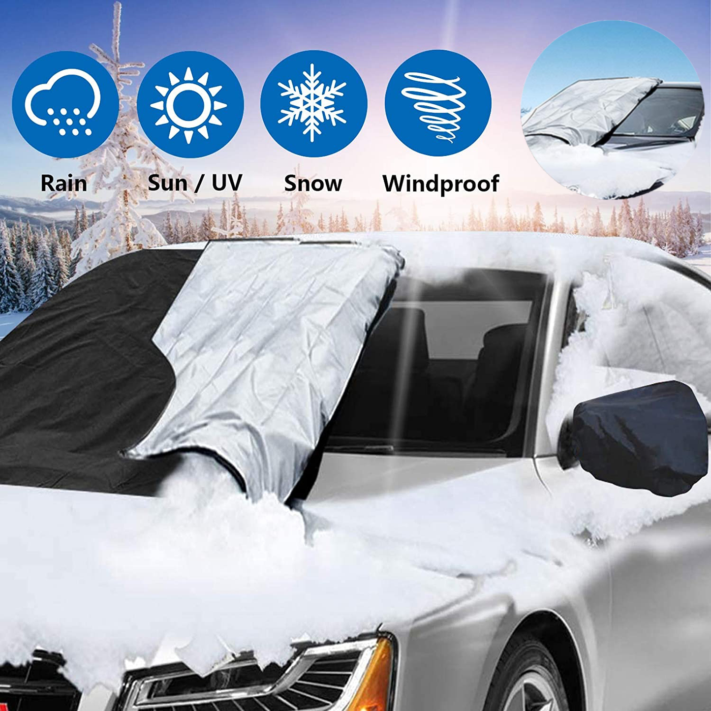 Generise Anti Theft Reversible Windscreen Car Cover - Small to Medium Windscreens - 190cm x 70cm