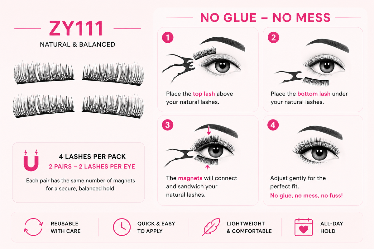 Glamza Magnetic Eyelashes – 8 Styles Available | Reusable False Lashes | No Glue Required