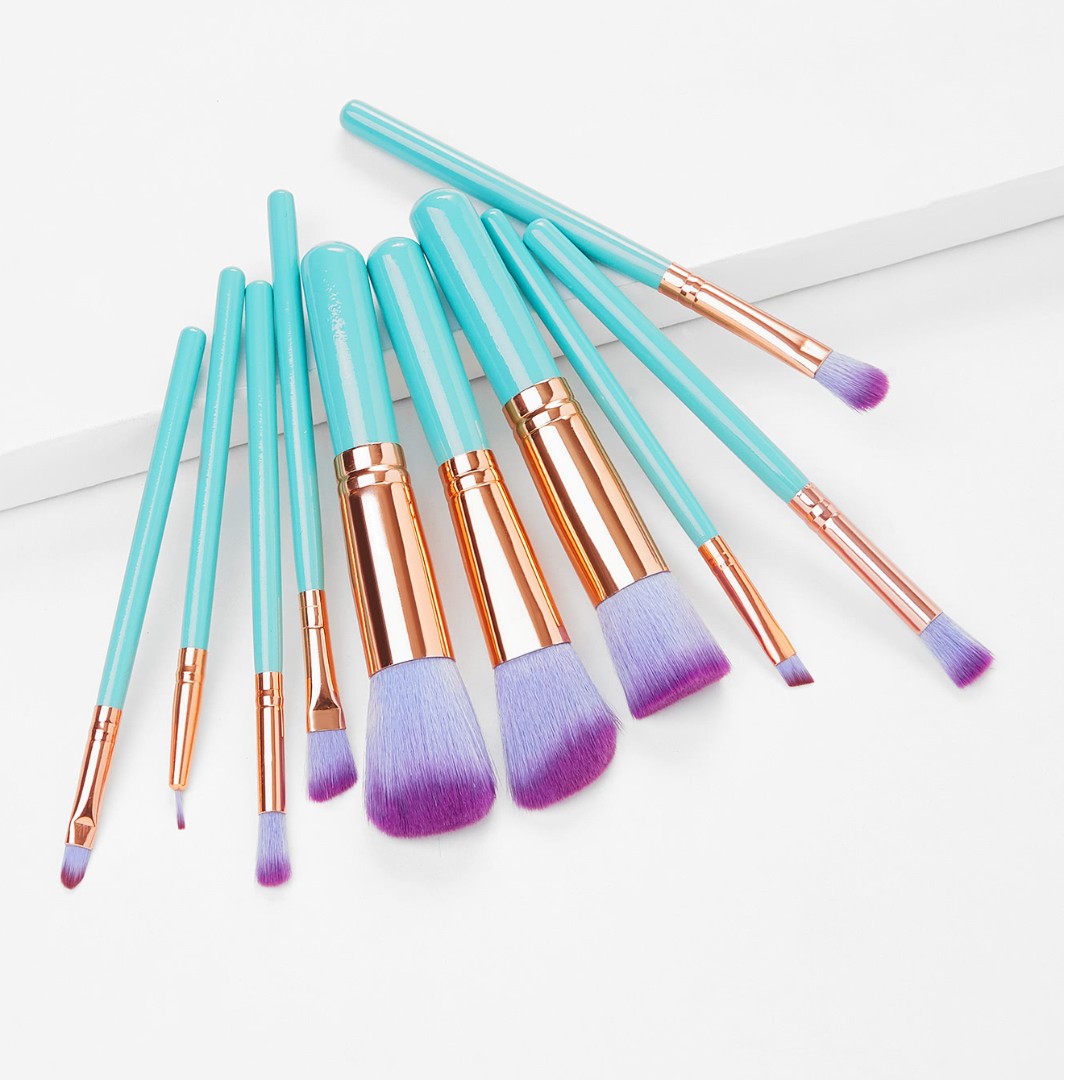 Glamza half Mermaid half Unicorn Brush Set 10pc - NO CLAMSHELL