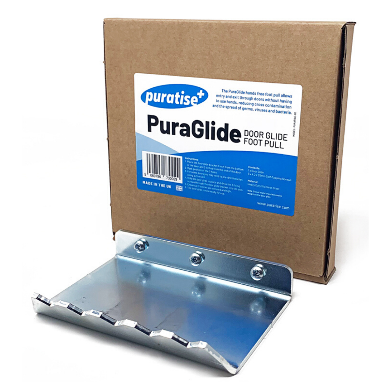 Puratise PuraGlide Door Glide Foot Pull – Hands-Free Door Opener – Heavy Duty Stainless Steel