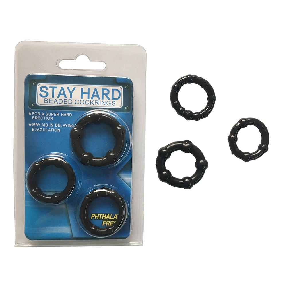 Generise Stay Hard Beaded Cock Rings 3 Pack