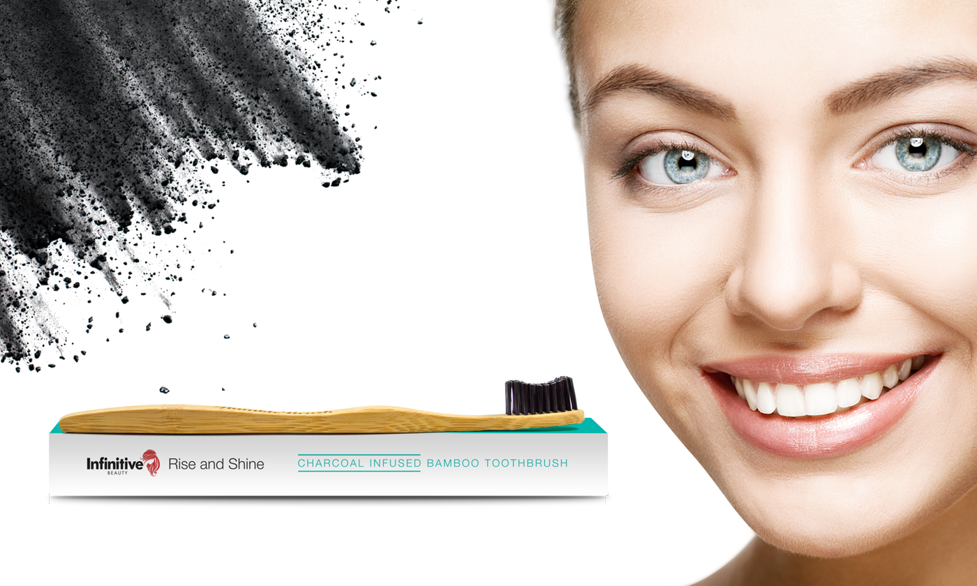 Infinitive Beauty ‘Rise and Shine’ Charcoal Infused Bamboo Toothbrush – Eco-Friendly Oral Care