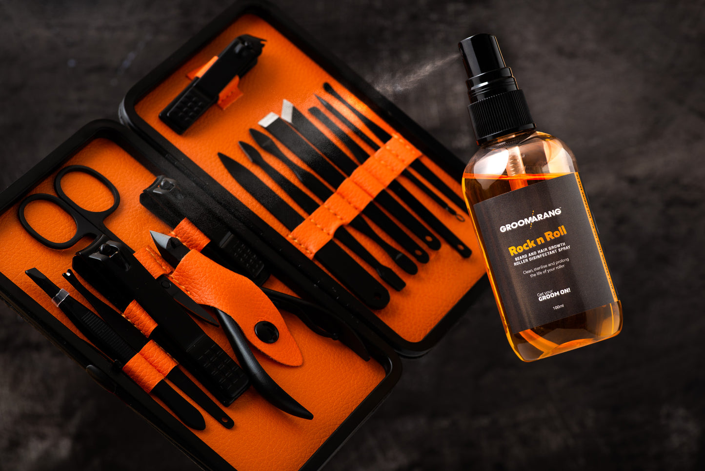 Groomarang 'Rock n Roll' Beard and Hair Growth Roller Disinfectant Spray 100ml