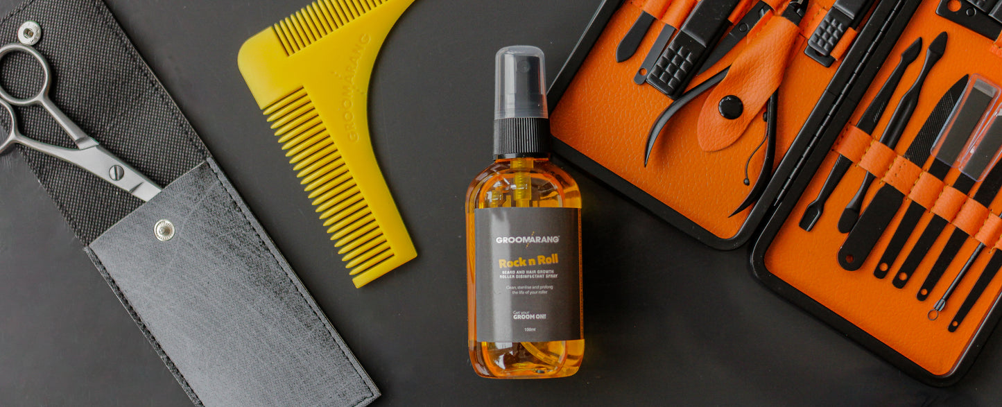 Groomarang 'Rock n Roll' Beard and Hair Growth Roller Disinfectant Spray 100ml