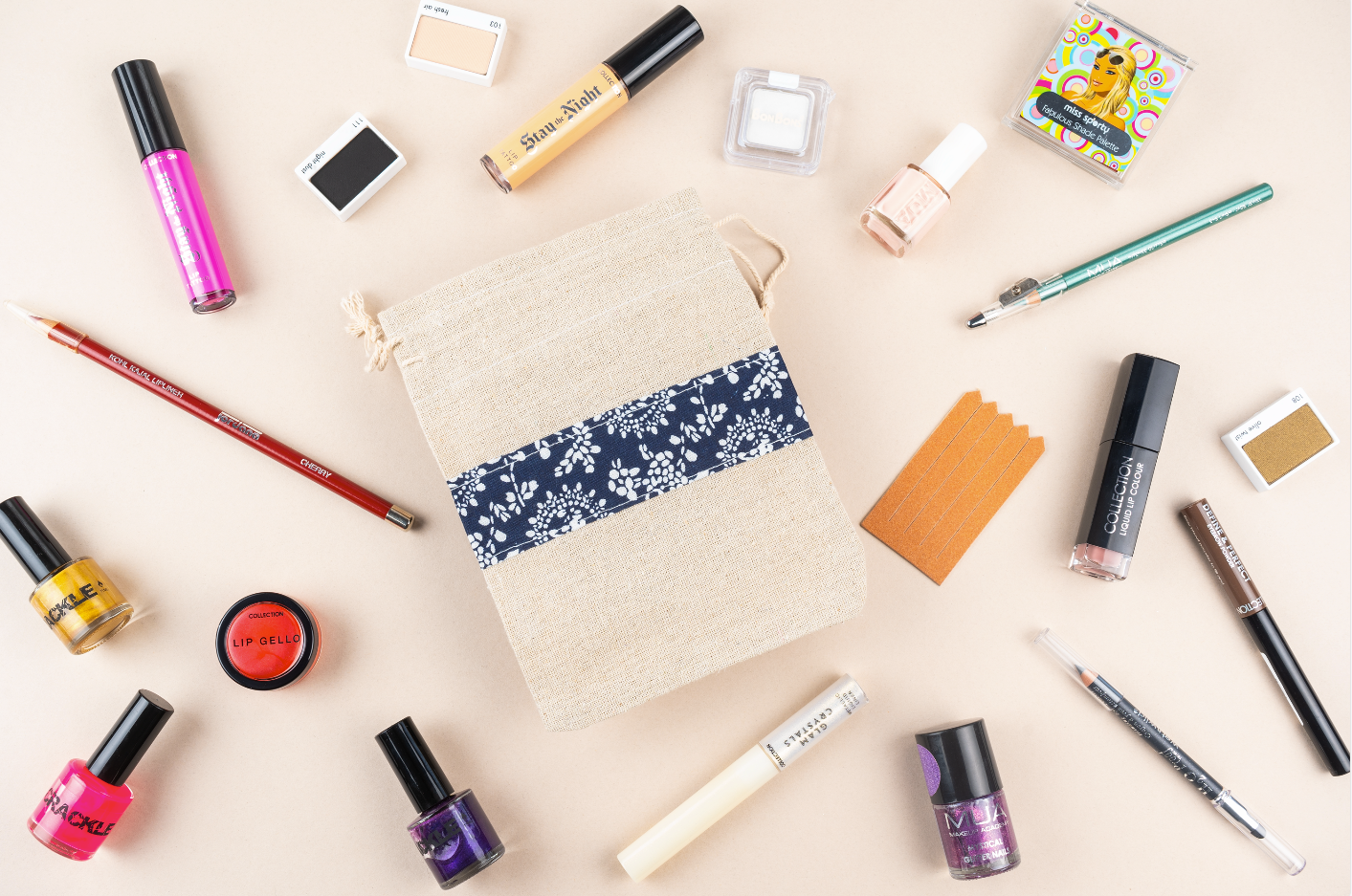 Glamza 5pc Lucky Dip Hessian Beauty Bag