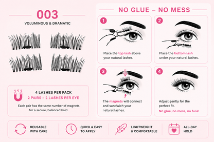 Glamza Magnetic Eyelashes – 8 Styles Available | Reusable False Lashes | No Glue Required