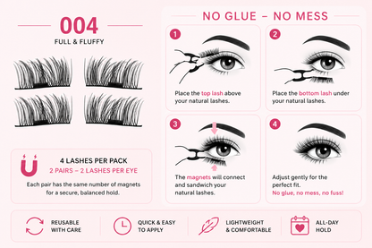 Glamza Magnetic Eyelashes – 8 Styles Available | Reusable False Lashes | No Glue Required