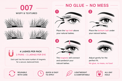 Glamza Magnetic Eyelashes – 8 Styles Available | Reusable False Lashes | No Glue Required