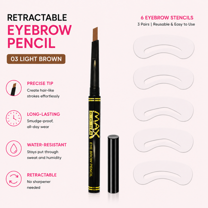 Maxdona Professional Retractable Eyebrow Pencils - Black Case