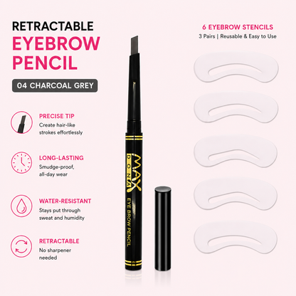 Maxdona Professional Retractable Eyebrow Pencils - Black Case