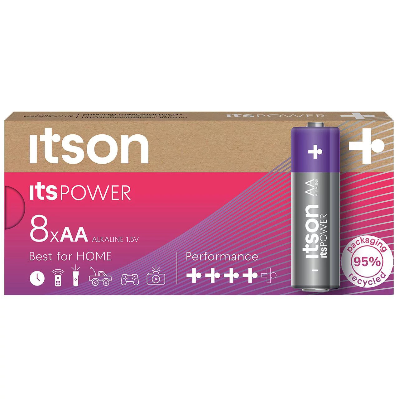 Itson - Power Alkaline AA Battery 8 Pack