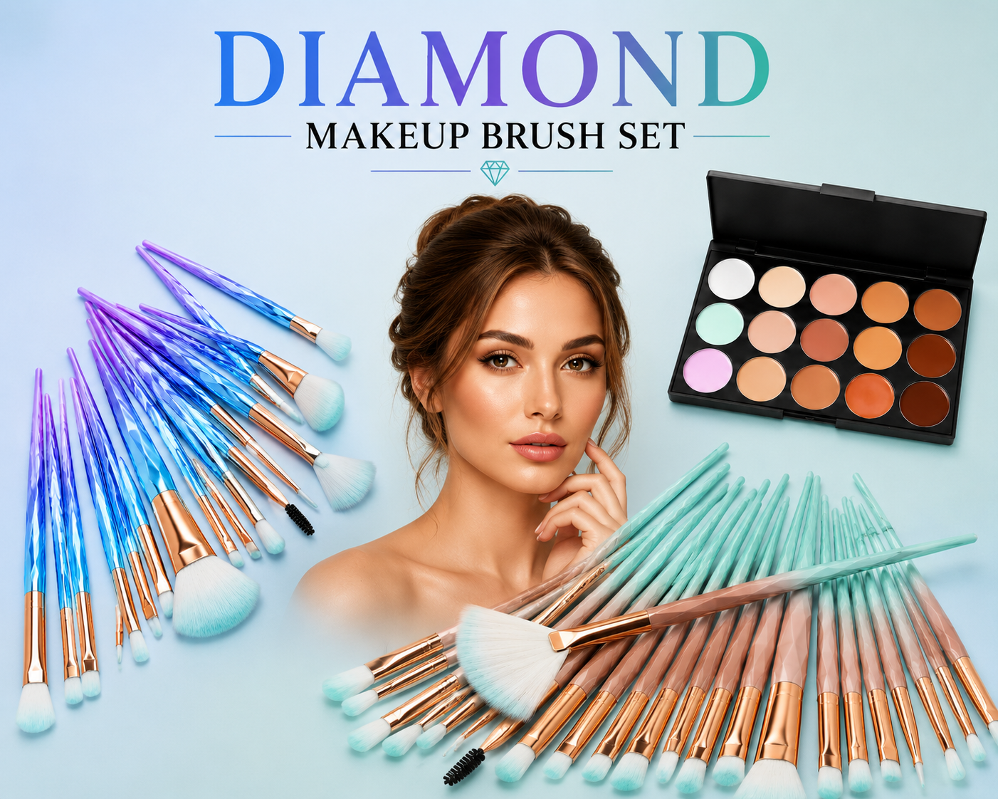 20pc Diamond Make Up Brush Sets - 2 Colour Choices
