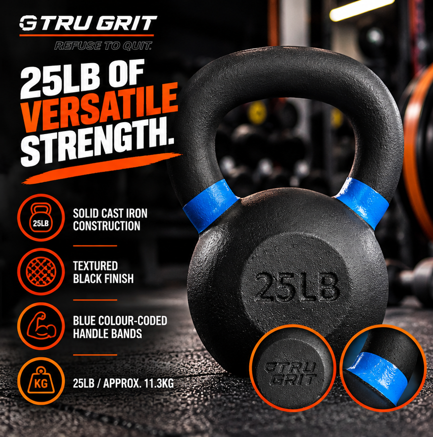 Generise Gym Tru Grit Cast Iron Kettlebell - 25lbs / 11.34kg