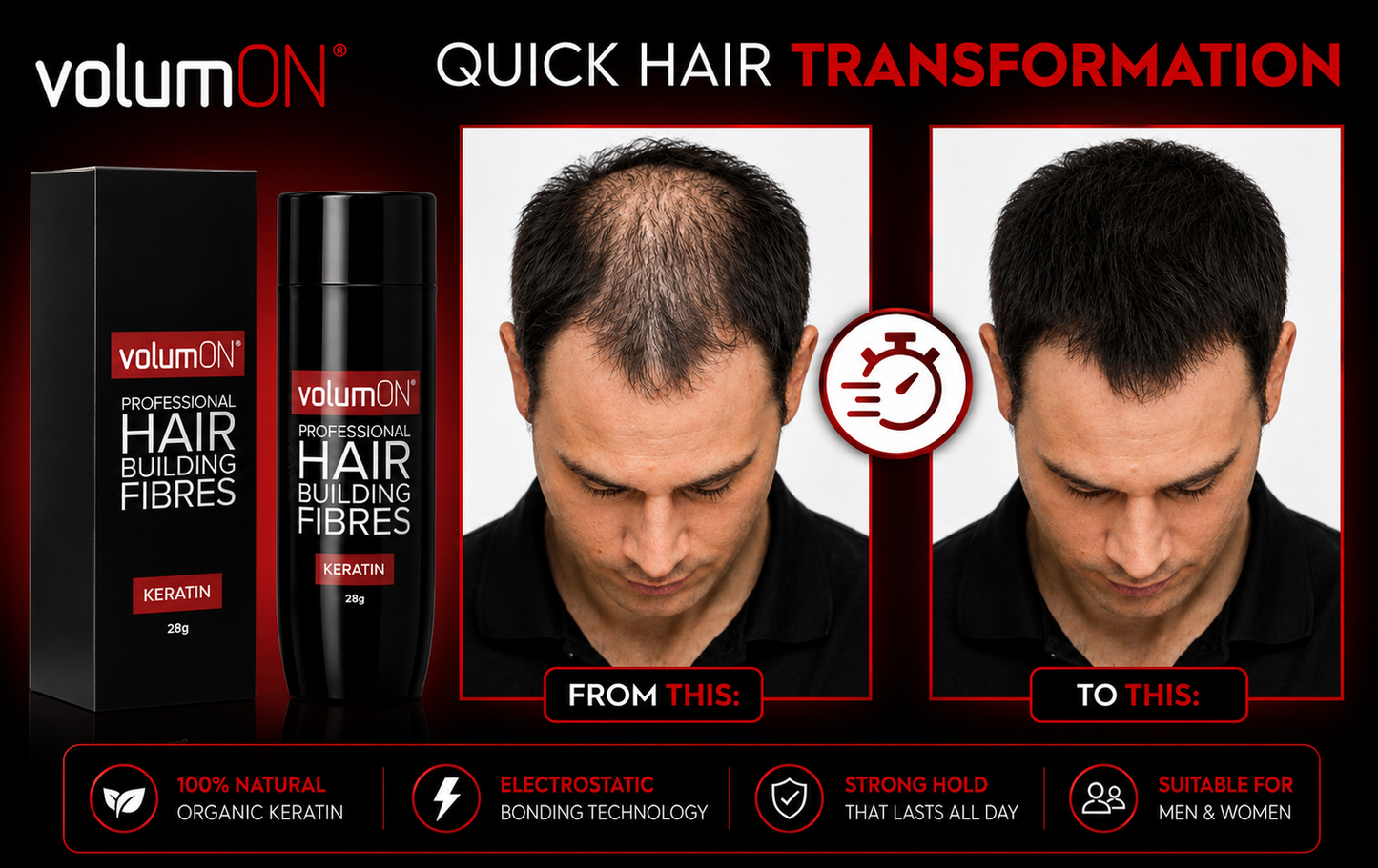 Volumon Hair Building Fibres - KERATIN 28g