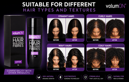Volumon Hair Building Fibres - COTTON 28g - For Men & Women
