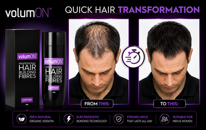 Volumon Hair Building Fibres - COTTON 28g - For Men & Women