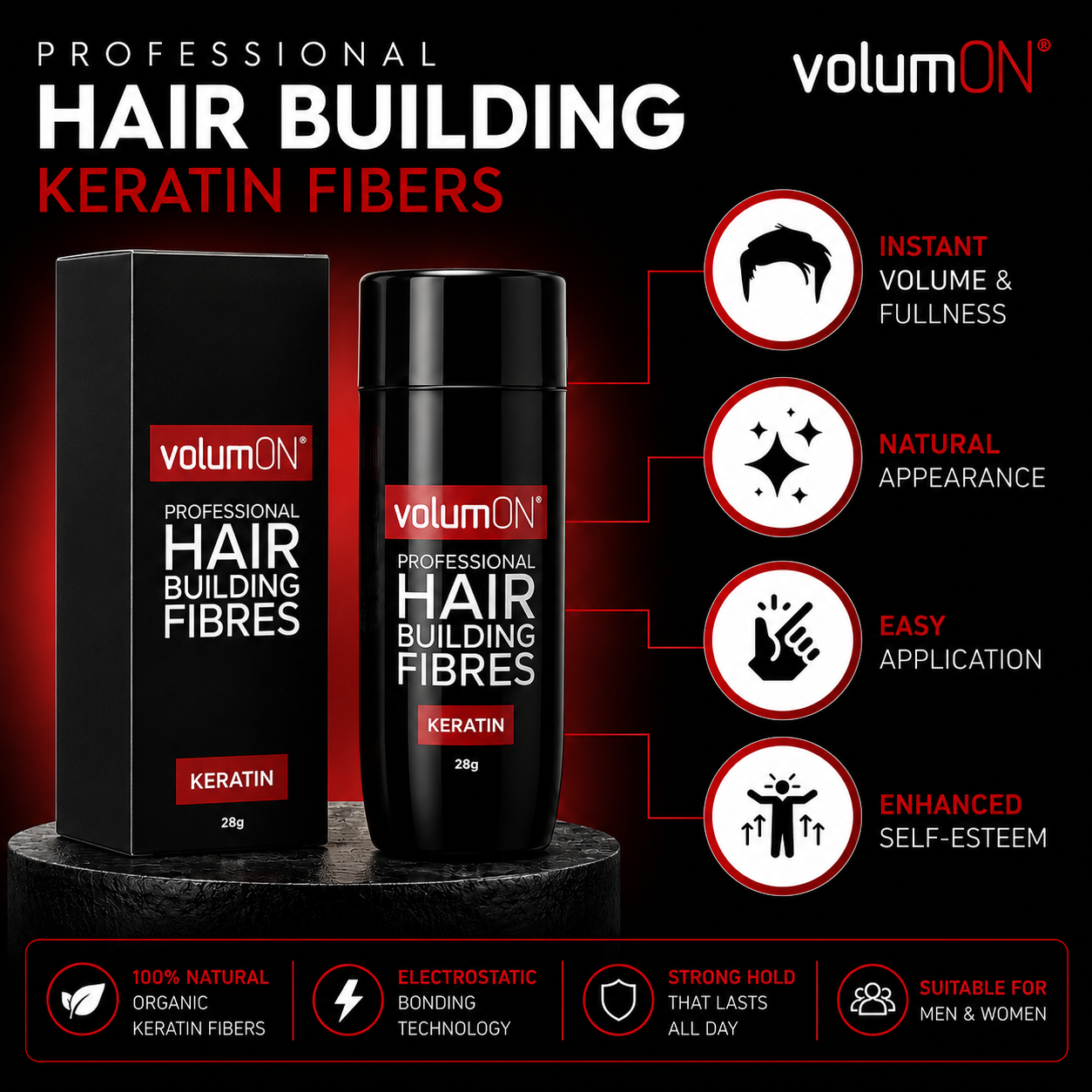 Volumon Hair Building Fibres - KERATIN 28g