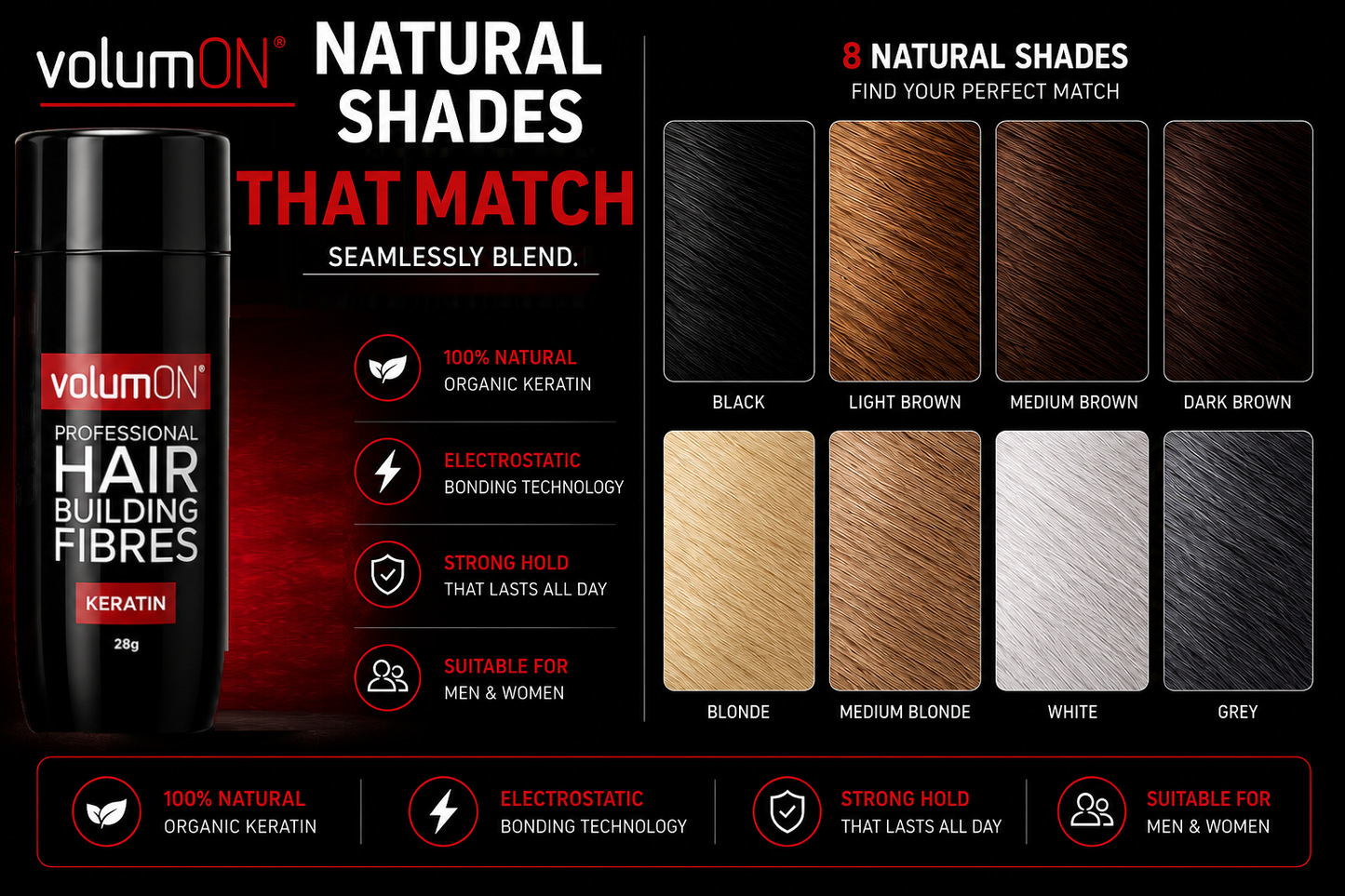 Volumon Hair Building Fibres - KERATIN 28g