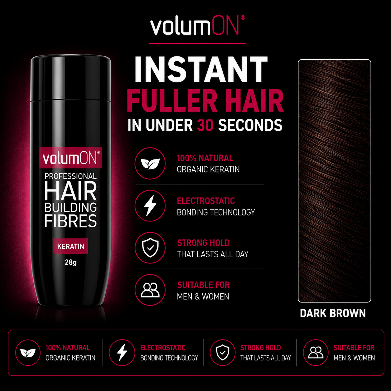 Volumon Hair Building Fibres - KERATIN 28g