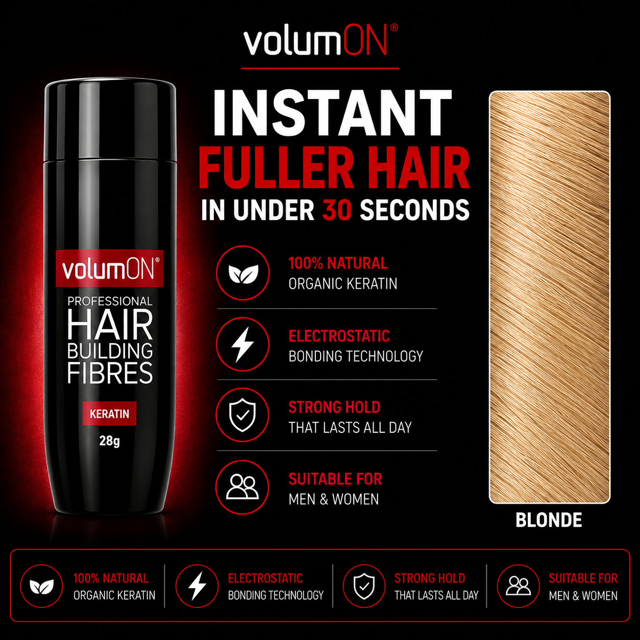 Volumon Hair Building Fibres - KERATIN 28g