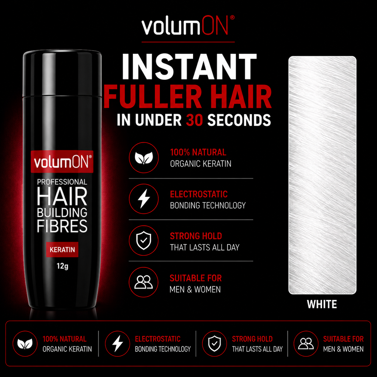 Volumon Hair Building Fibres - KERATIN 28g