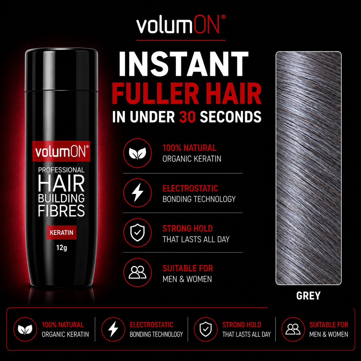 Volumon Hair Building Fibres - KERATIN 28g