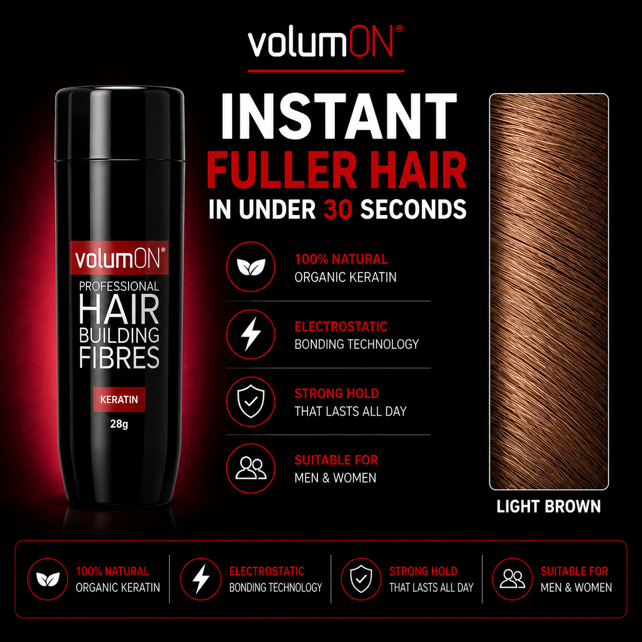 Volumon Hair Building Fibres - KERATIN 28g