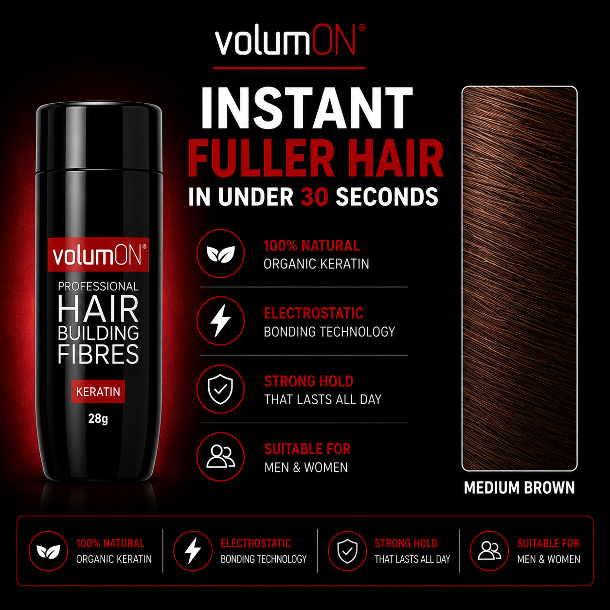 Volumon Hair Building Fibres - KERATIN 28g