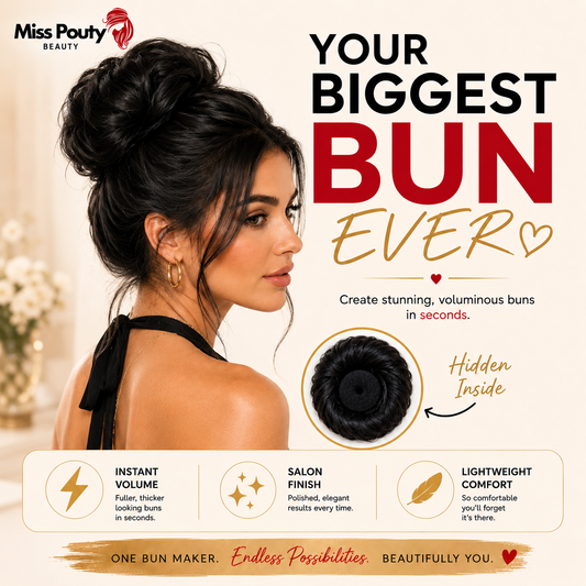 Miss Pouty Hair So Hair Bun Maker in Black – Large Donut Hair Bun Shaper 5 Inch