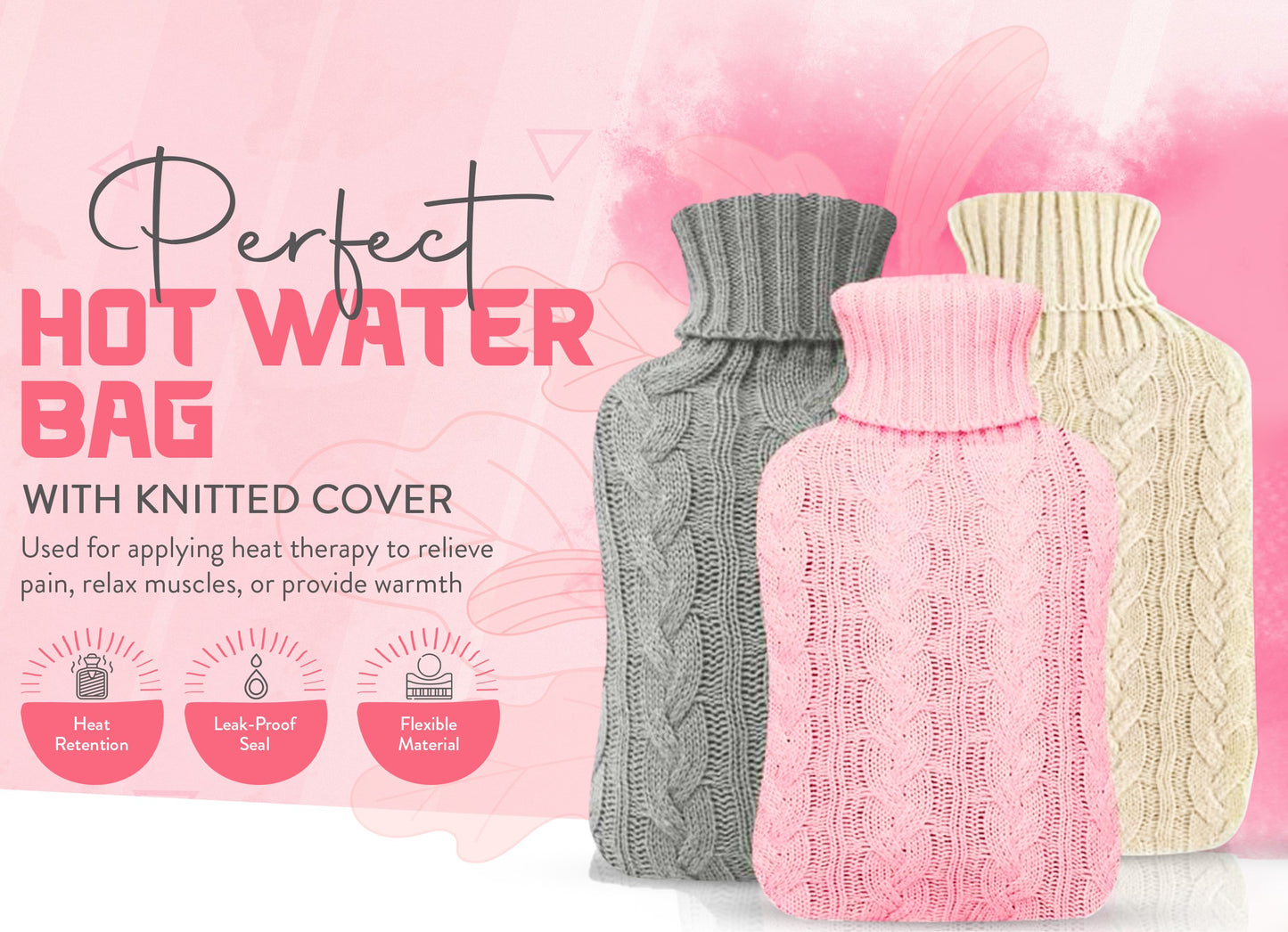 Generise 2-Litre Knitted Hot Water Bottle – Cosy, Stylish & Energy Saving
