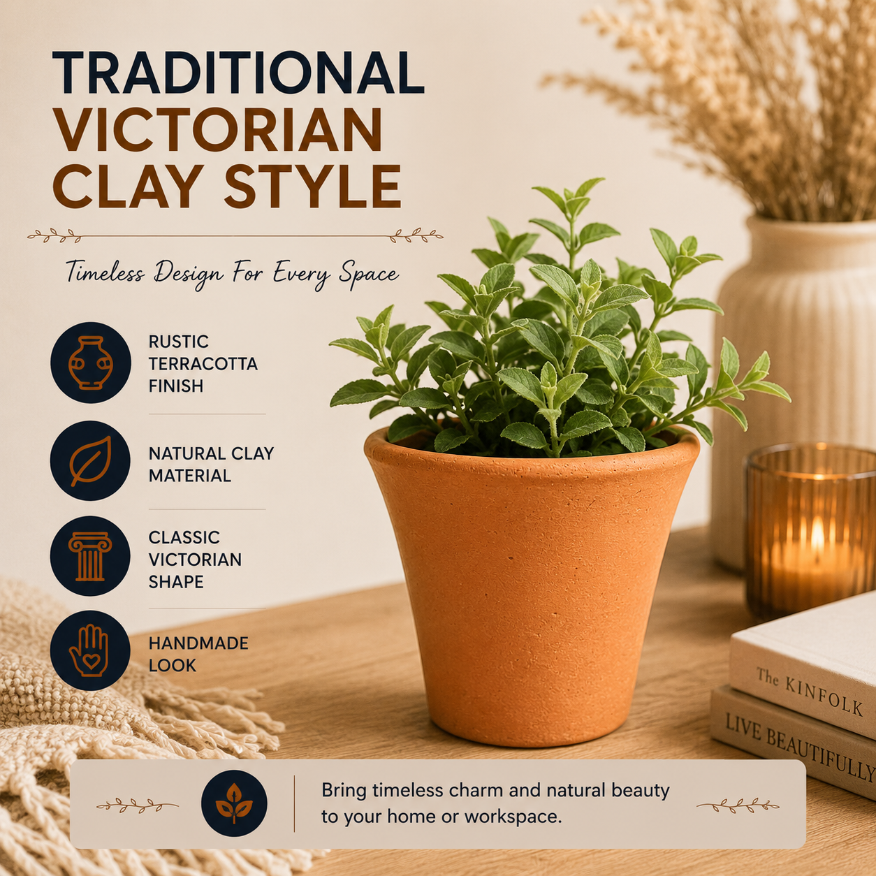 Generise Victorian Clay Pot - 11cm x 10cm