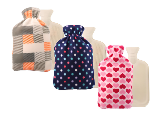 2-Litre Hot Water Bottles with Soft Fleece Cover
