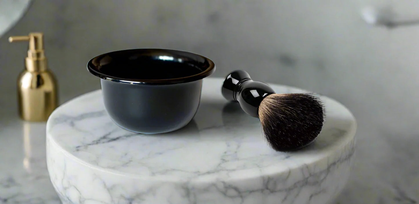 2pc Shave Bowl and Brush Black
