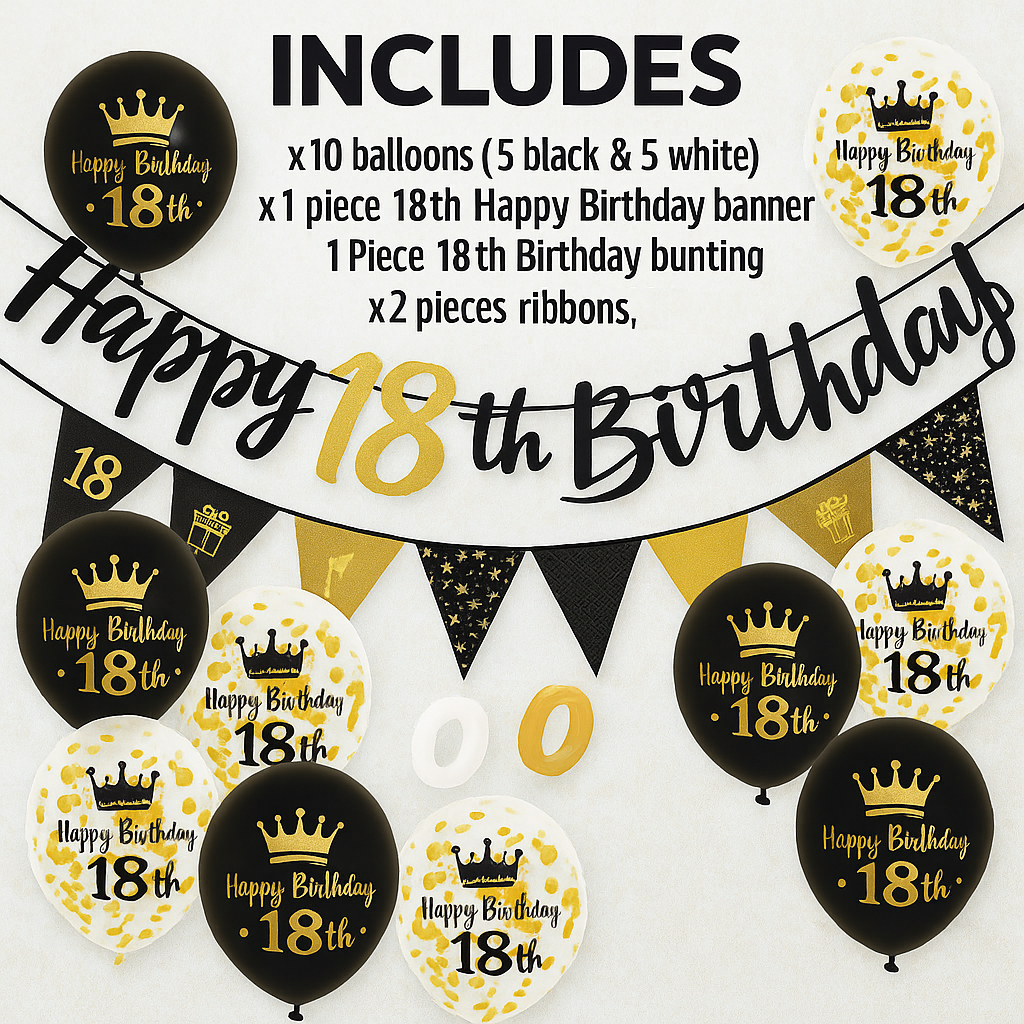 Generise 18th Birthday Decoration Set