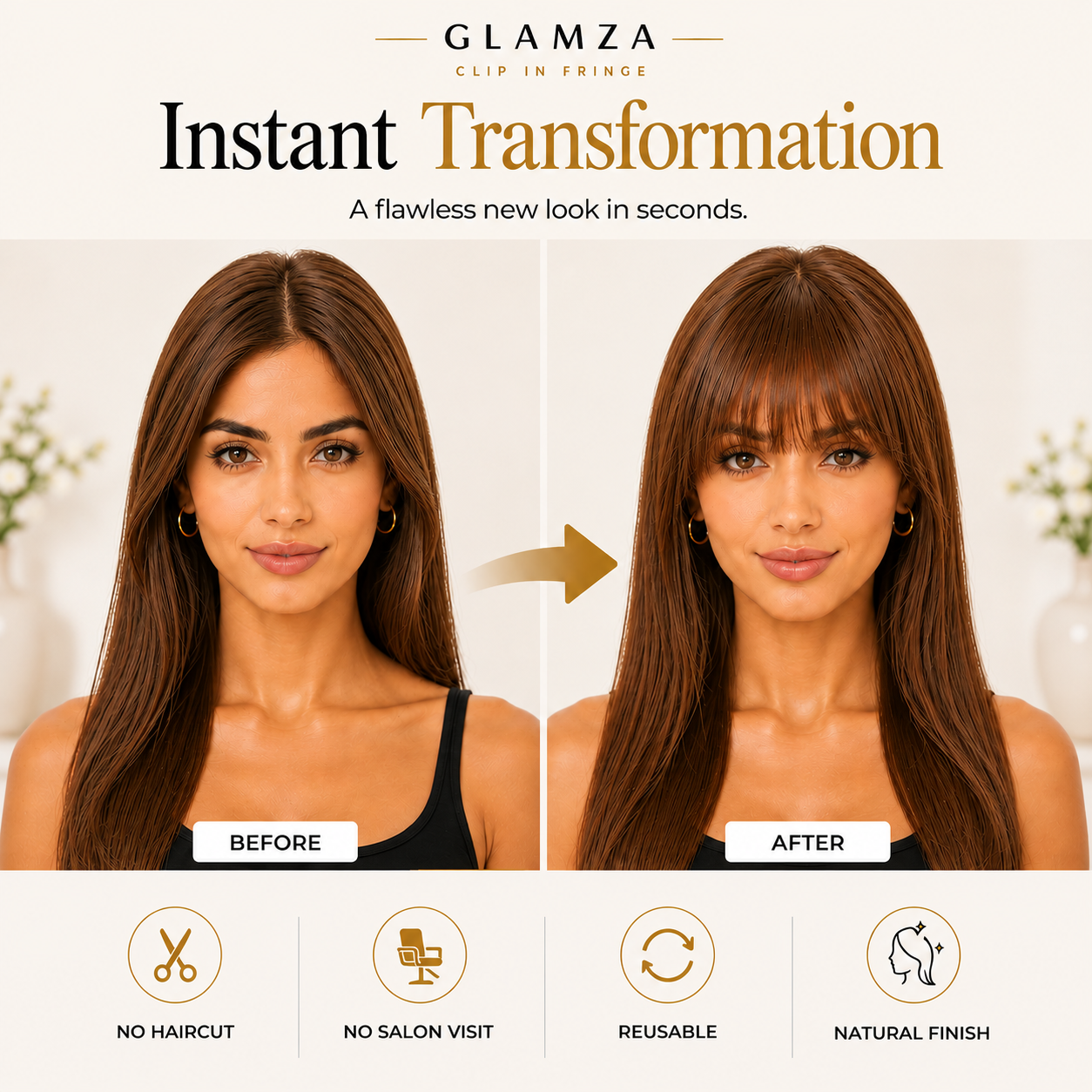Glamza 'Big Bang' Clip in Hair Bangs - Thicker & Fuller - 6 Options