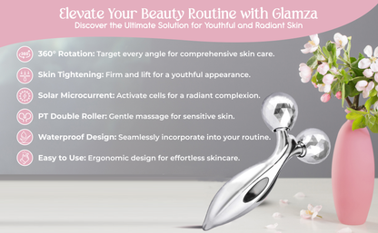 Glamza 3D Body & Facial Massage Roller - Silver