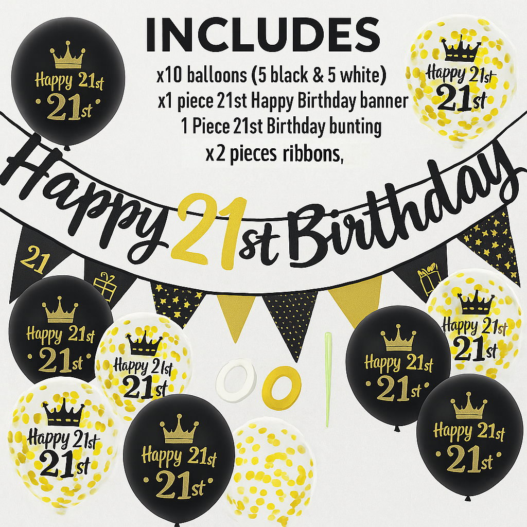 Generise 21st Birthday Decoration Set