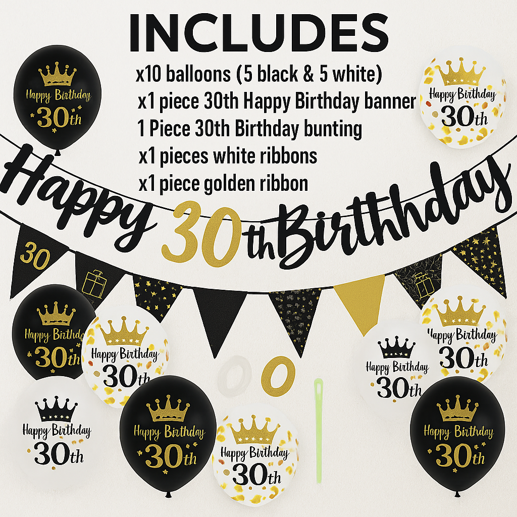 Generise 30th Birthday Decoration Set