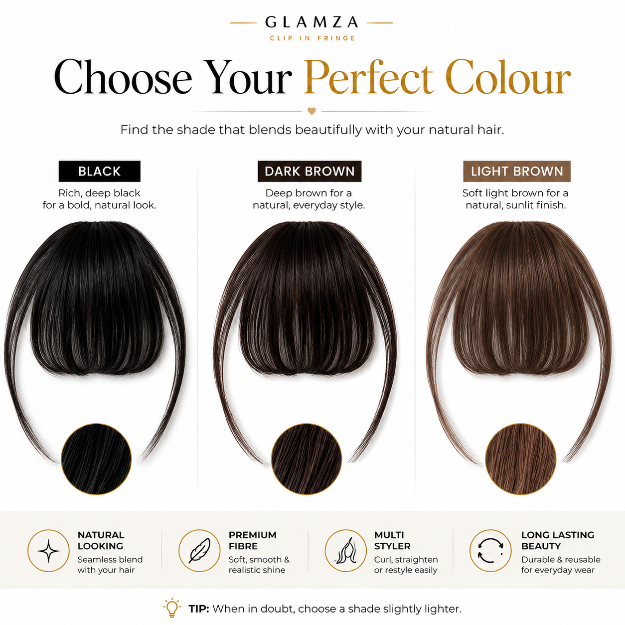 Glamza 'Big Bang' Clip in Hair Bangs - Thicker & Fuller - 6 Options