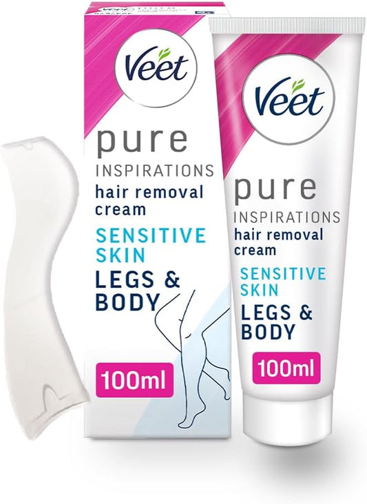 Veet Pure Inspirations Hair Removal Cream for Sensitive Skin, for Legs and Body, 100ml